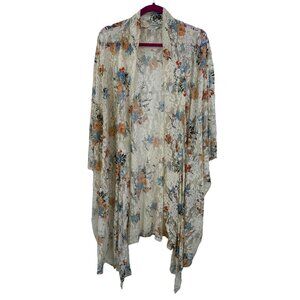EST Floral Lace Kimono Cardigan Oversized Relaxed BOHO Cottage Core 26W 28W